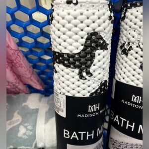 NEW Madison Hill Dachshund Pattern OVERSIZED LONG Bath Mat in Black and White